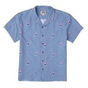 PARTY PANTS Boys Blue/White Chapter Mingo Seersucker Flamingo Embroidered Top M